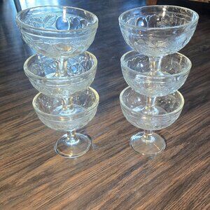 Vintage LUMINARC (France) Set of Six Fruit Pattern Embossed Dessert Cups